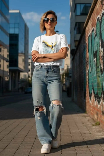 Damen Bio T-Shirt Phönix Weiß von TextilRebell – GOTS-zertifiziert, 180 g/m², faire Produktion