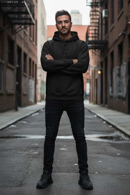 Schwarz: Herren Bio Hoodie Prove me Schwarz von TextilRebell – GOTS-zertifiziert, 350 g/m², nachhaltiger Streetwear-Style