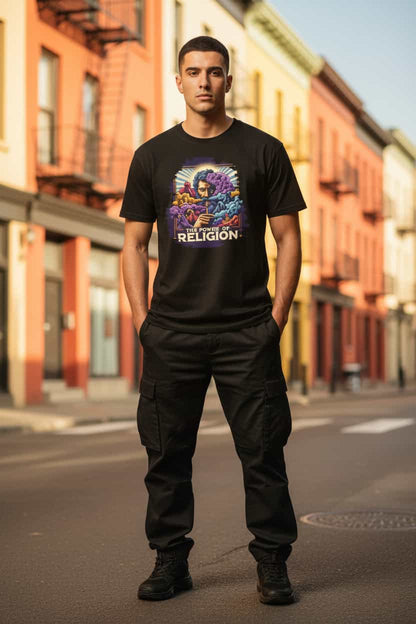 Schwarz: Herren Bio T-Shirt Religion Schwarz von TextilRebell – GOTS-zertifiziert, 180 g/m², nachhaltiger Streetwear-Style