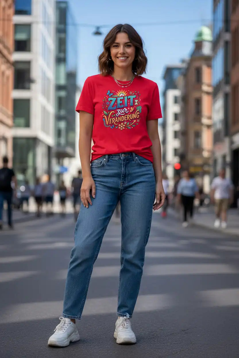 T-Shirt „Zeit zur Veränderung" in Rot – 100% Bio-Baumwolle GOTS | TextilRebell