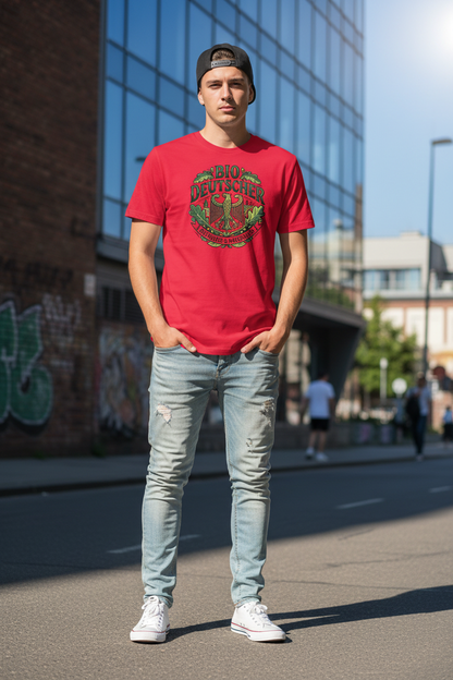  Herren Bio T-Shirt Rot mit Bio Deutscher Adler Print – GOTS-zertifiziert | TextilRebell