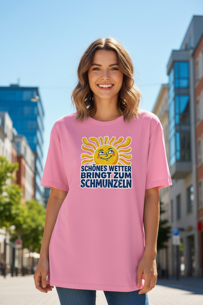 Damen Bio T-Shirt Schönes Wetter in Bubble Pink – 100% Bio-Baumwolle, 180 g/m², GOTS-zertifiziert | TextilRebell