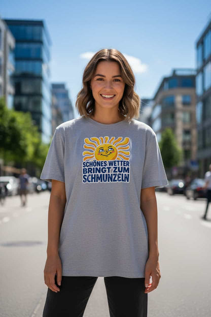 Damen Bio T-Shirt Schönes Wetter in Heather Grau – 100% Bio-Baumwolle, 180 g/m², GOTS-zertifiziert | TextilRebel