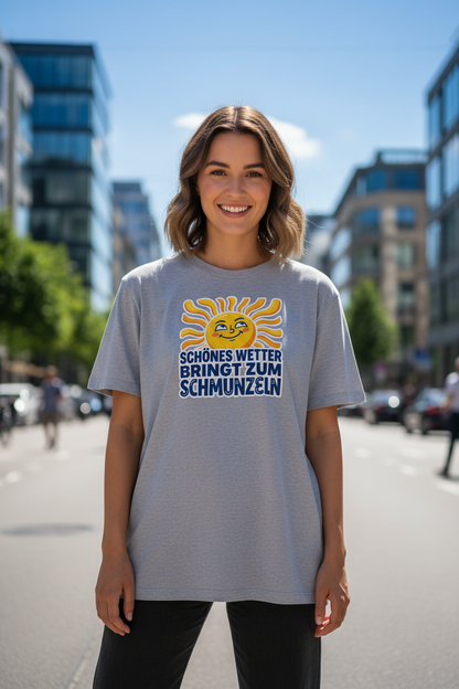 Damen Bio T-Shirt Schönes Wetter in Heather Grau – 100% Bio-Baumwolle, 180 g/m², GOTS-zertifiziert | TextilRebell