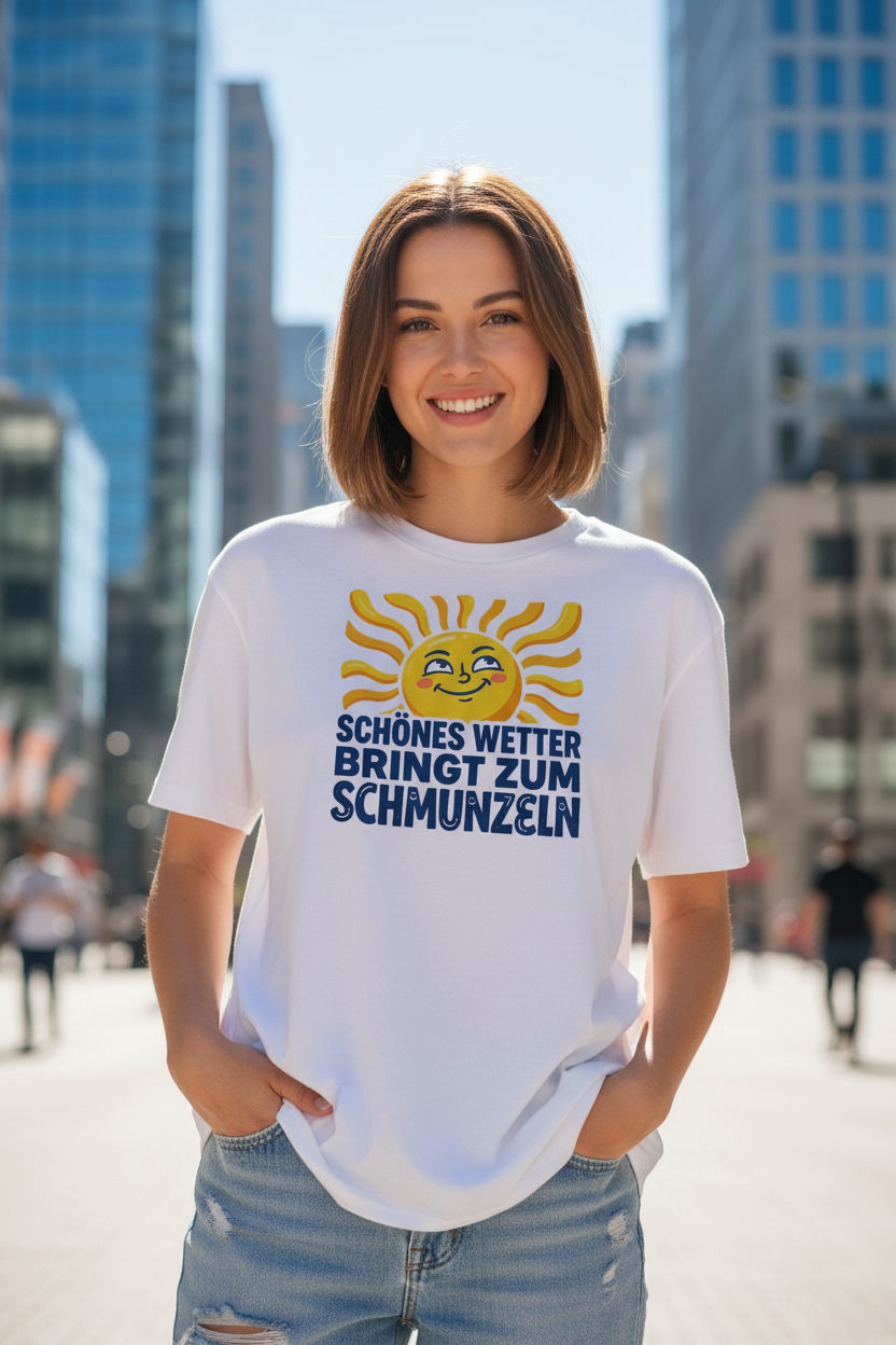 Damen Bio T-Shirt Schönes Wetter in Weiß – 100% Bio-Baumwolle, 180 g/m², GOTS-zertifiziert | TextilRebell