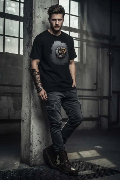 Herren Bio T-Shirt Zahnräder Schwarz von TextilRebell – GOTS-zertifiziert, 180 g/m², nachhaltiger Streetwear-Style