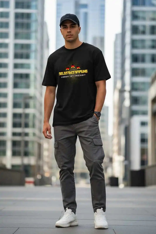 Schwarz: Herren Bio T-Shirt Selbstbestimmung Schwarz von TextilRebell – GOTS-zertifiziert, 180 g/m², nachhaltiger Streetwear-Style