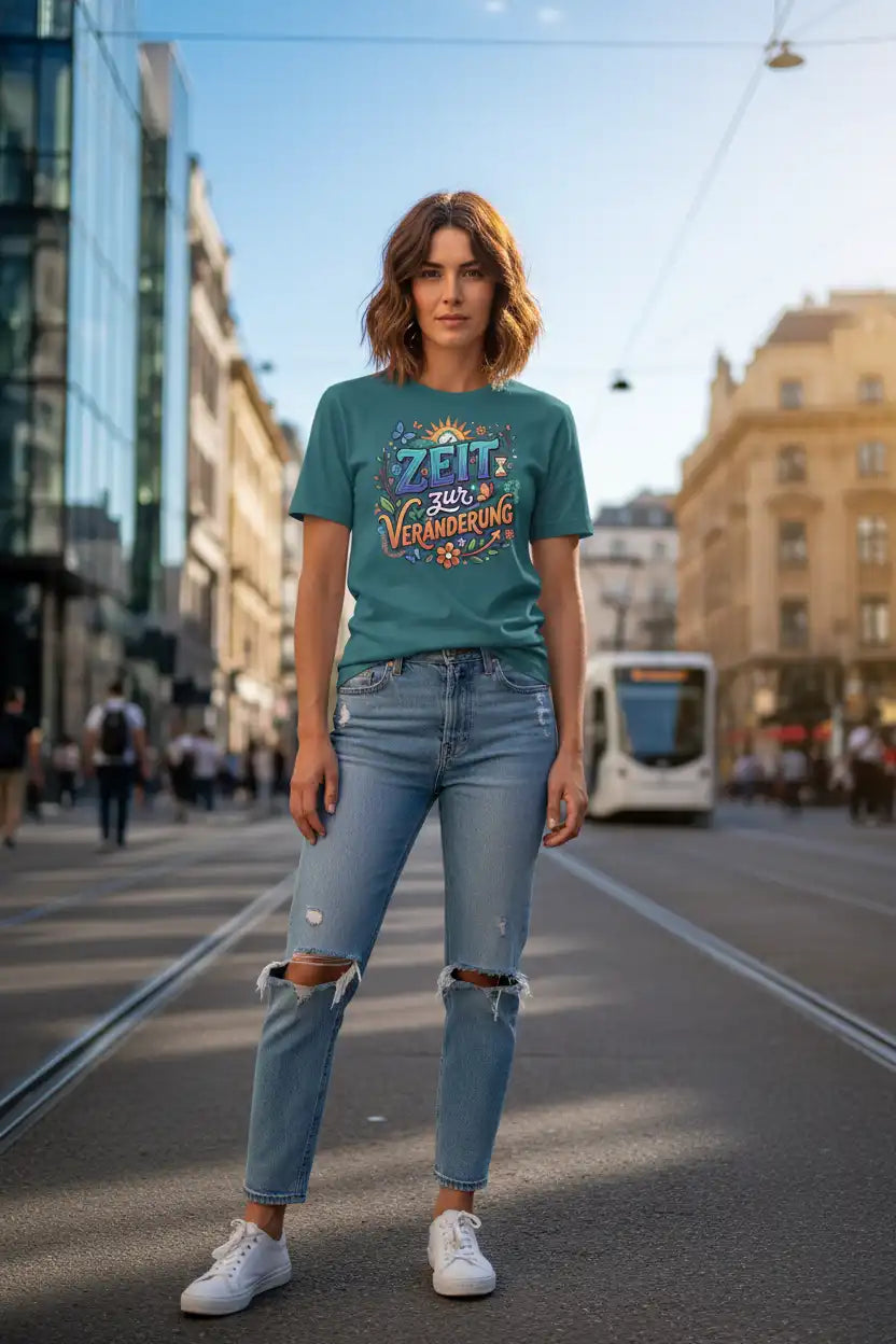  Damen T-Shirt „Zeit zur Veränderung" in Stargazer – 100% Bio-Baumwolle GOTS | TextilRebell