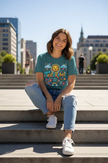 Damen Bio-Baumwolle T-Shirt GOTS-zertifiziert „Sonne" – TextilRebell