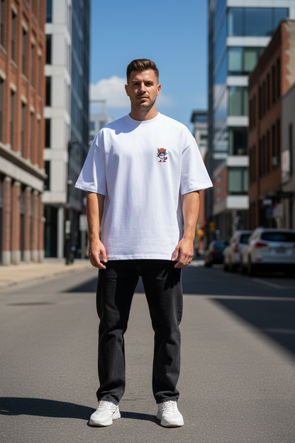 Weiß: Herren Bio T-Shirt Bereit Weiß von TextilRebell – GOTS-zertifiziert, Oversized High-Neck, 100% Bio-Baumwolle, nachhaltiger Style