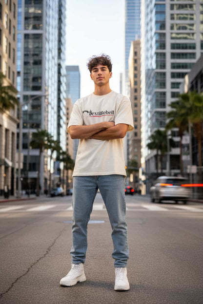 Herren Oversized Boxy T-Shirt Vintage White von TextilRebell – 100% Bio-Baumwolle, GOTS-zertifiziert, faire Produktion