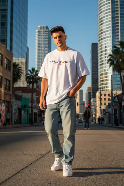 Herren Oversized Boxy T-Shirt Weiß von TextilRebell – 100% Bio-Baumwolle, GOTS-zertifiziert, nachhaltiger Style