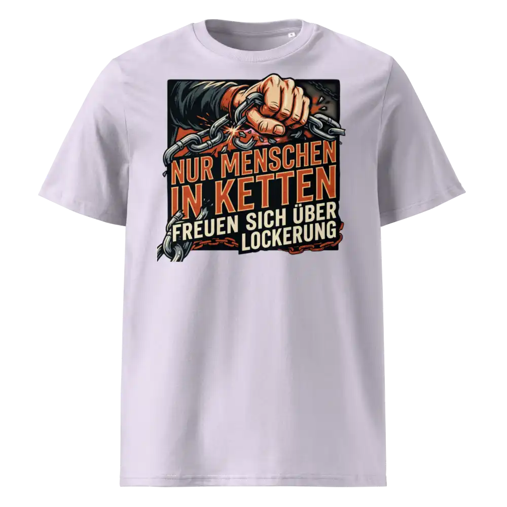 Herren Bio T-Shirt Lavendel 180g/m² – Statement-Print "In Ketten" – 100% Bio-Baumwolle GOTS nachhaltig | TextilRebell