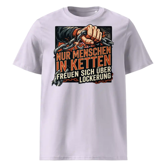 Herren Bio T-Shirt Lavendel 180g/m² – Statement-Print "In Ketten" – 100% Bio-Baumwolle GOTS nachhaltig | TextilRebell
