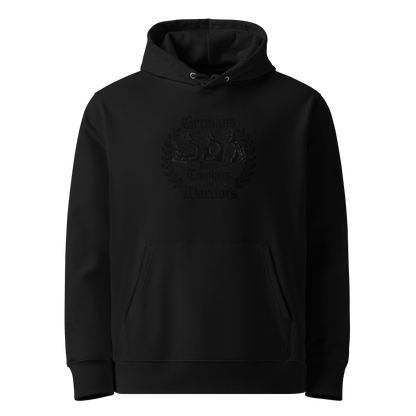 Schwarz: Herren Bio Hoodie Germans are Poets Thinkers and Warriors Schwarz von TextilRebell – GOTS-zertifiziert, 350 g/m²