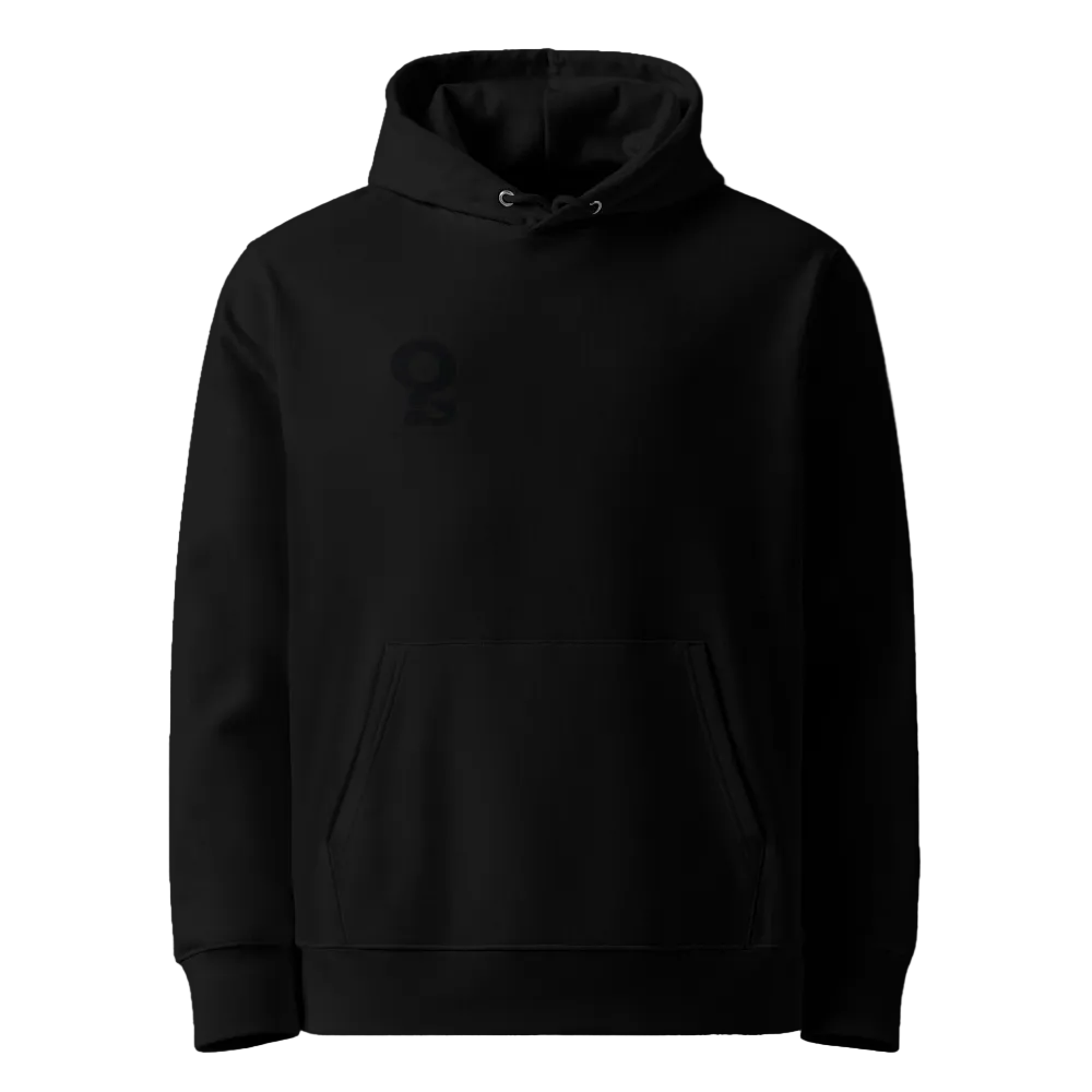 „Unisex Hoodie „Frage" in Schwarz – Statement-Print, 100% Bio-Baumwolle GOTS, 350 g/m², nachhaltige Mode von TextilRebell"