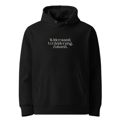 Schwarz: Herren Bio Hoodie Widerstand Schwarz von TextilRebell – GOTS-zertifiziert, 350 g/m², nachhaltiger Streetwear-Style