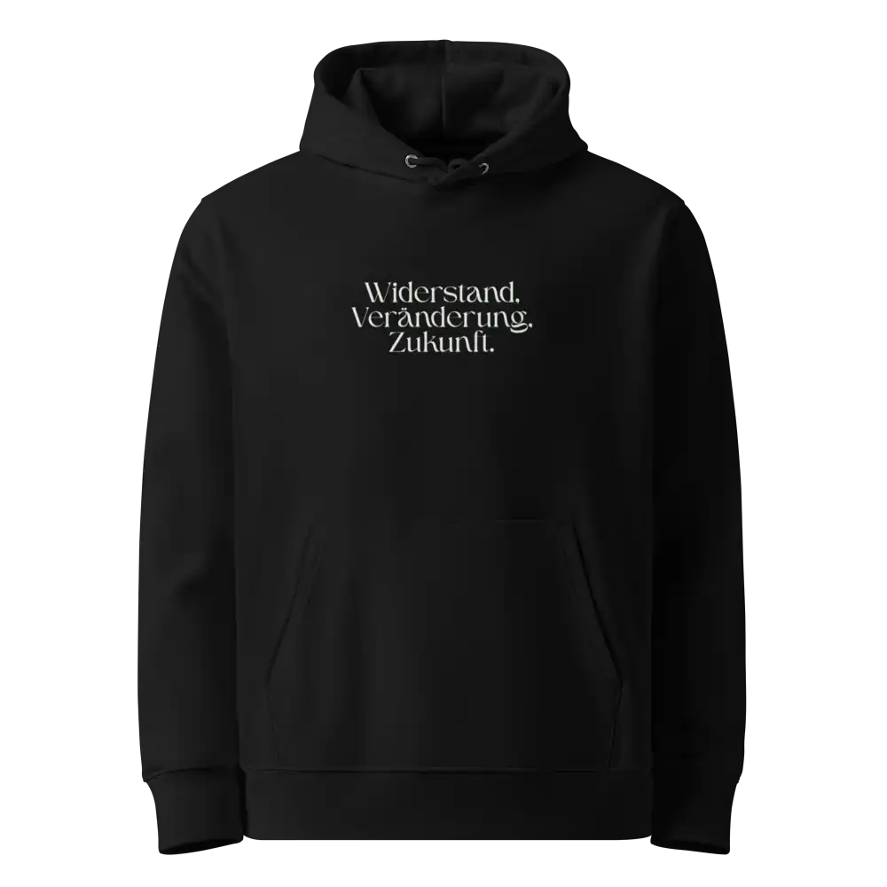 Herren Bio Hoodie Widerstand Schwarz von TextilRebell – GOTS-zertifiziert, 350 g/m², nachhaltiger Streetwear-Style