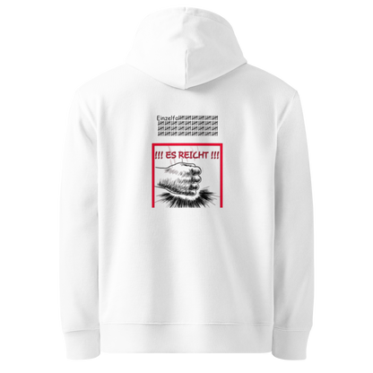 Weiß: Herren Bio Hoodie Es Reicht Weiß von TextilRebell – GOTS-zertifiziert, 100% Bio-Baumwolle, faire Produktion

