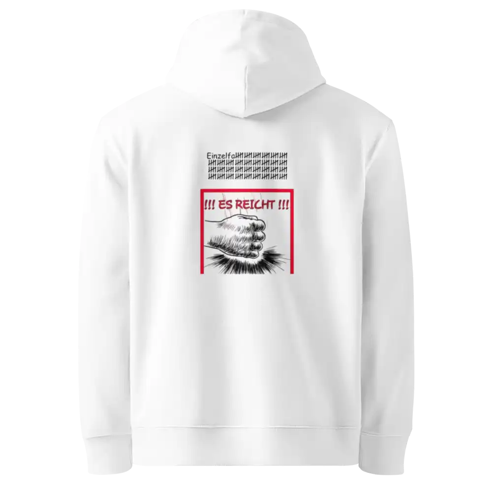 Herren Bio Hoodie Es Reicht Weiß von TextilRebell – GOTS-zertifiziert, 100% Bio-Baumwolle, faire Produktion