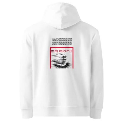 Herren Bio Hoodie Es Reicht Weiß von TextilRebell – GOTS-zertifiziert, 100% Bio-Baumwolle, faire Produktion