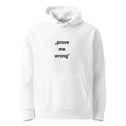 Weiß: Herren Bio Hoodie Prove me Weiß von TextilRebell – GOTS-zertifiziert, 350 g/m², faire Produktion
