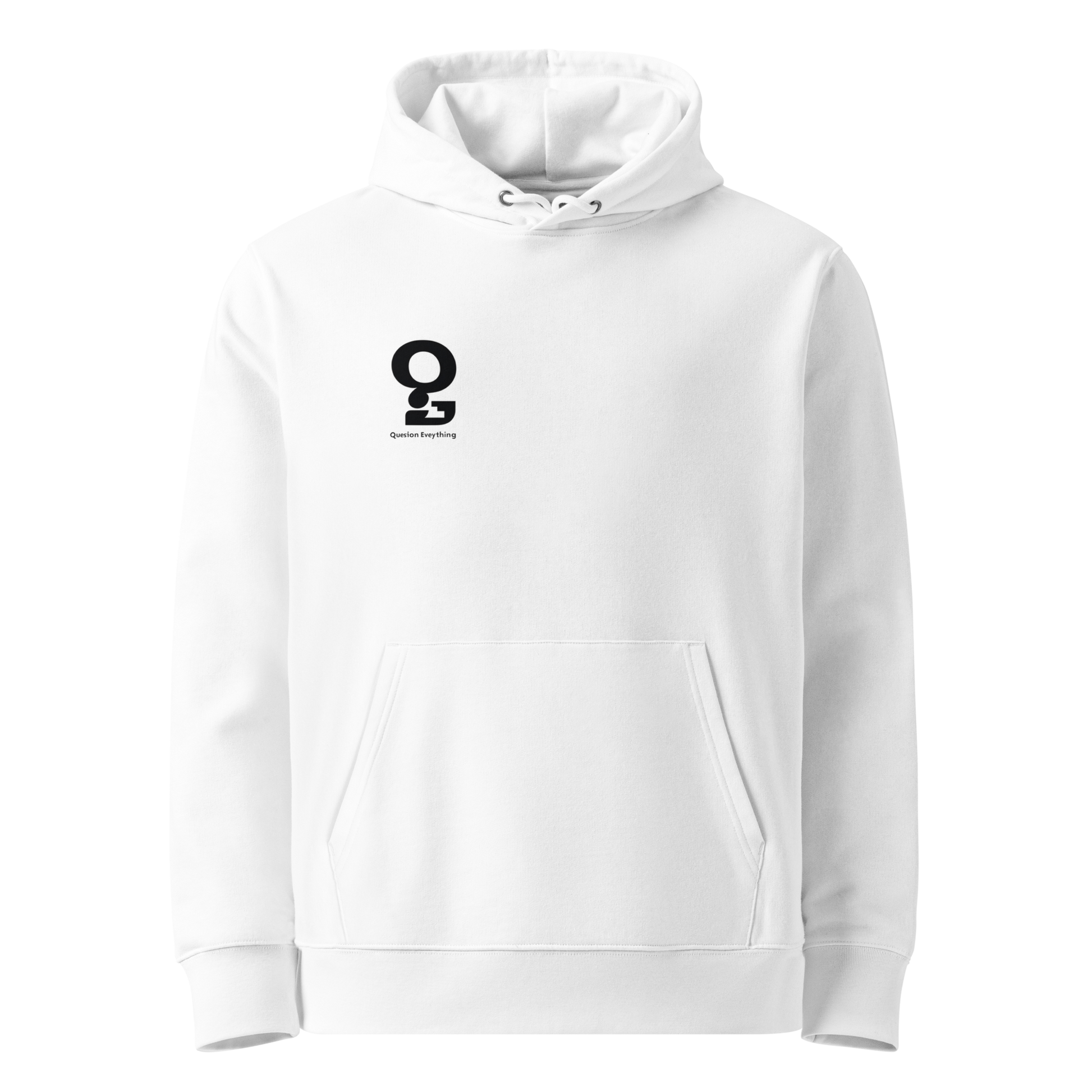 Weiß: Herren Bio Hoodie Frage Weiß von TextilRebell – GOTS-zertifiziert, 350 g/m², faire Produktion