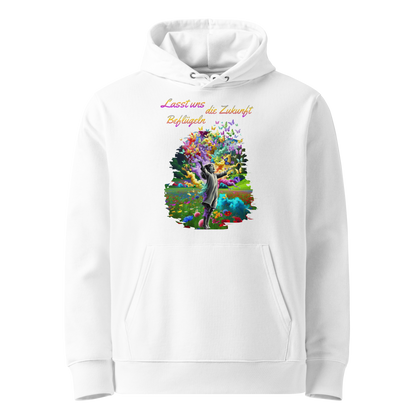 Weiß: Damen Bio Hoodie Zukunft Weiß von TextilRebell – GOTS-zertifiziert, 350 g/m², faire Produktion