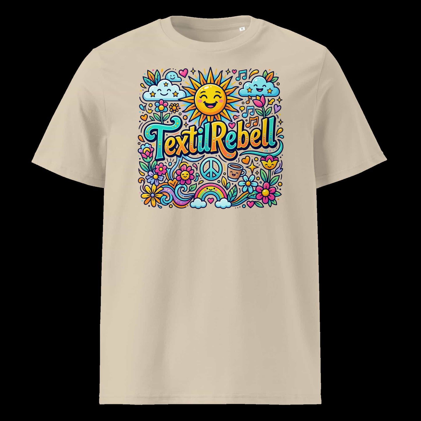 Damen Bio-Baumwolle T-Shirt GOTS-zertifiziert „Sonne" in Beige – TextilRebell
