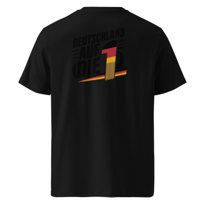 Schwarz: Herren Bio T-Shirt Auf die 1 Schwarz von TextilRebell – GOTS-zertifiziert, 180 g/m², nachhaltiger Streetwear-Style