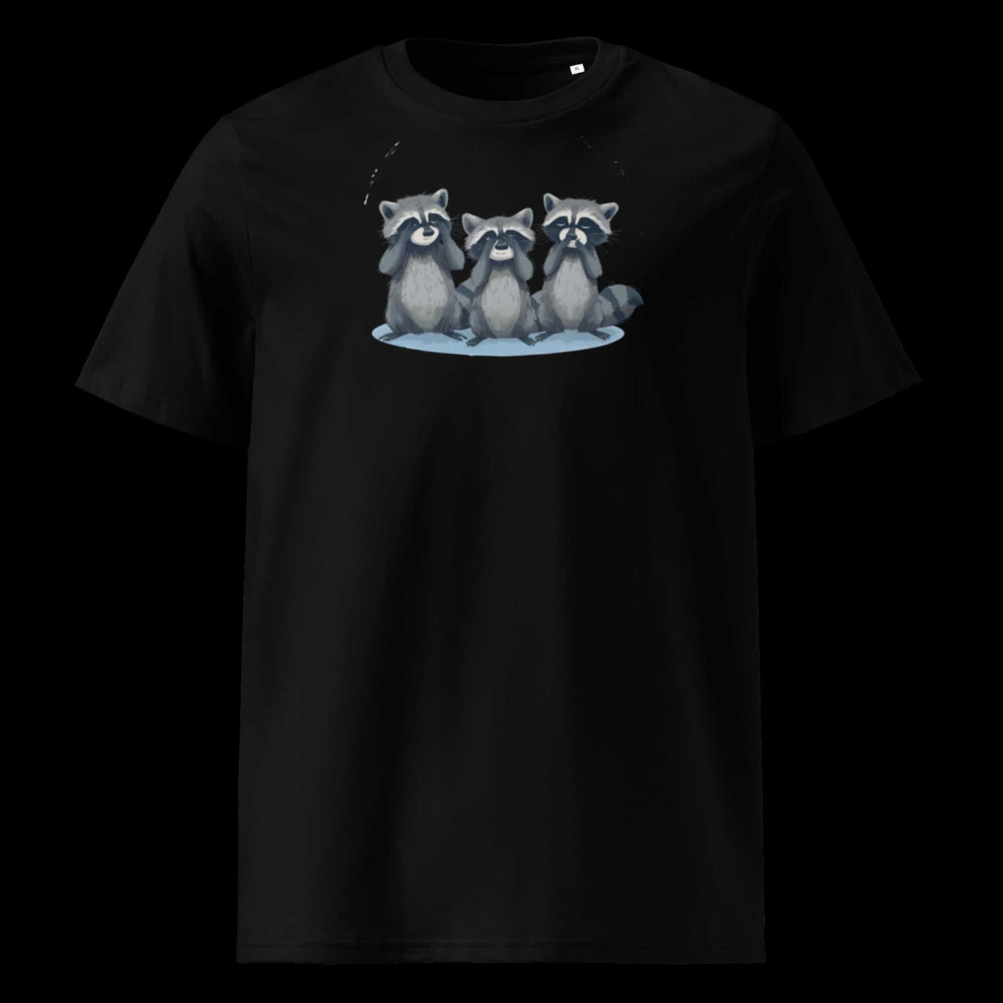 Schwarz: Damen Bio T-Shirt Waschbär Schwarz von TextilRebell – GOTS-zertifiziert, 180 g/m², nachhaltiger Streetwear-Style
