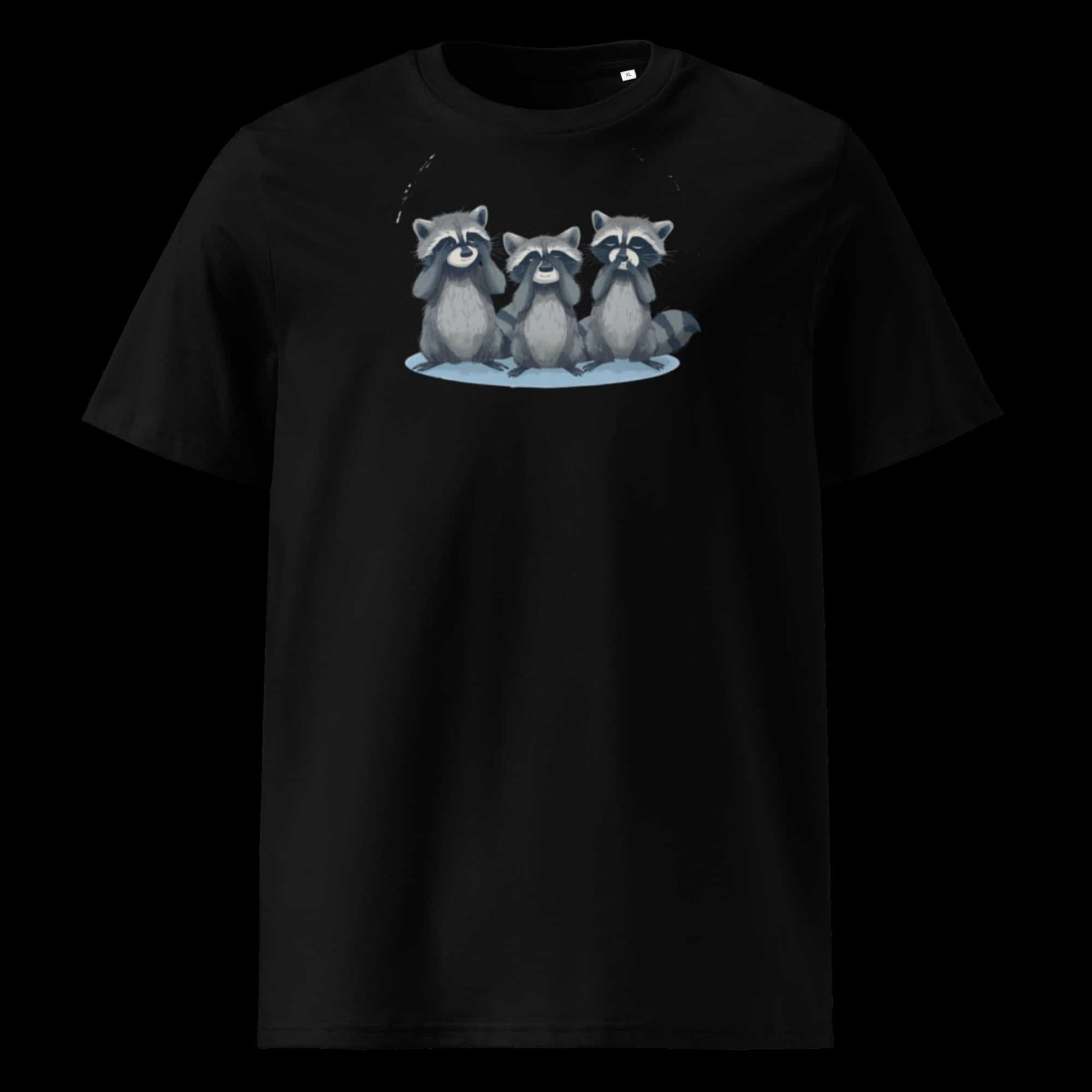 Schwarz: Damen Bio T-Shirt Waschbär Schwarz von TextilRebell – GOTS-zertifiziert, 180 g/m², nachhaltiger Streetwear-Style