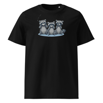 Schwarz: Damen Bio T-Shirt Waschbär Schwarz von TextilRebell – GOTS-zertifiziert, 180 g/m², nachhaltiger Streetwear-Style