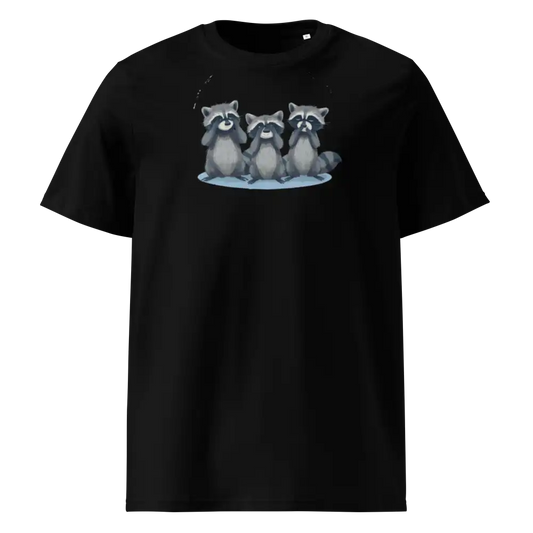 Schwarz: Damen Bio T-Shirt Waschbär Schwarz von TextilRebell – GOTS-zertifiziert, 180 g/m², nachhaltiger Streetwear-Style