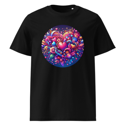 Schwarz: Damen Bio T-Shirt Herzen Schwarz von TextilRebell – GOTS-zertifiziert, 180 g/m², nachhaltiger Streetwear-Style