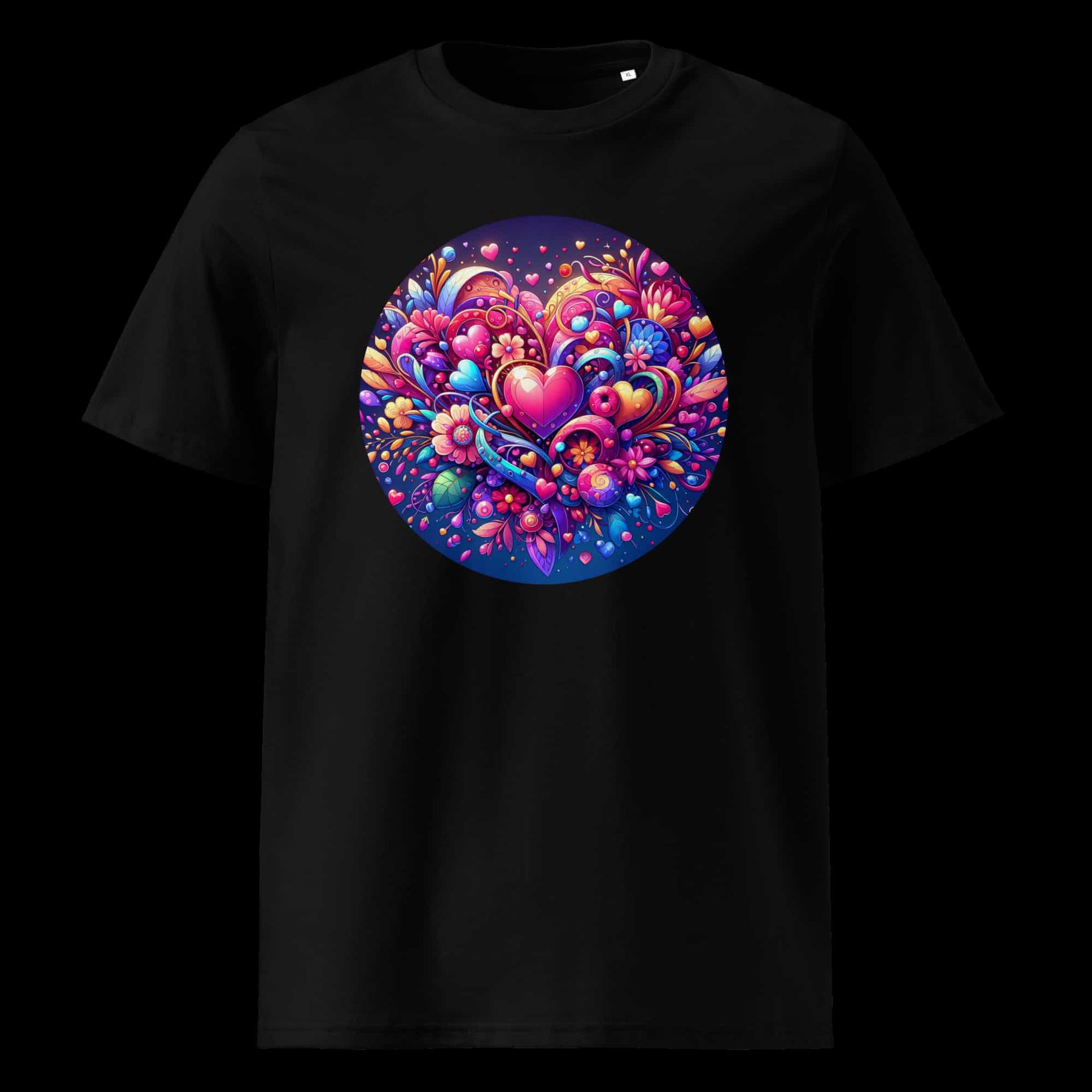 Schwarz: Damen Bio T-Shirt Herzen Schwarz von TextilRebell – GOTS-zertifiziert, 180 g/m², nachhaltiger Streetwear-Style