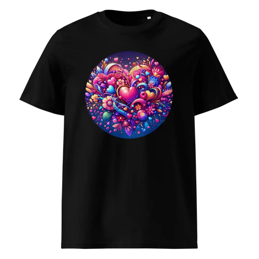  Damen Bio T-Shirt Herzen Schwarz von TextilRebell – GOTS-zertifiziert, 180 g/m², nachhaltiger Streetwear-Style