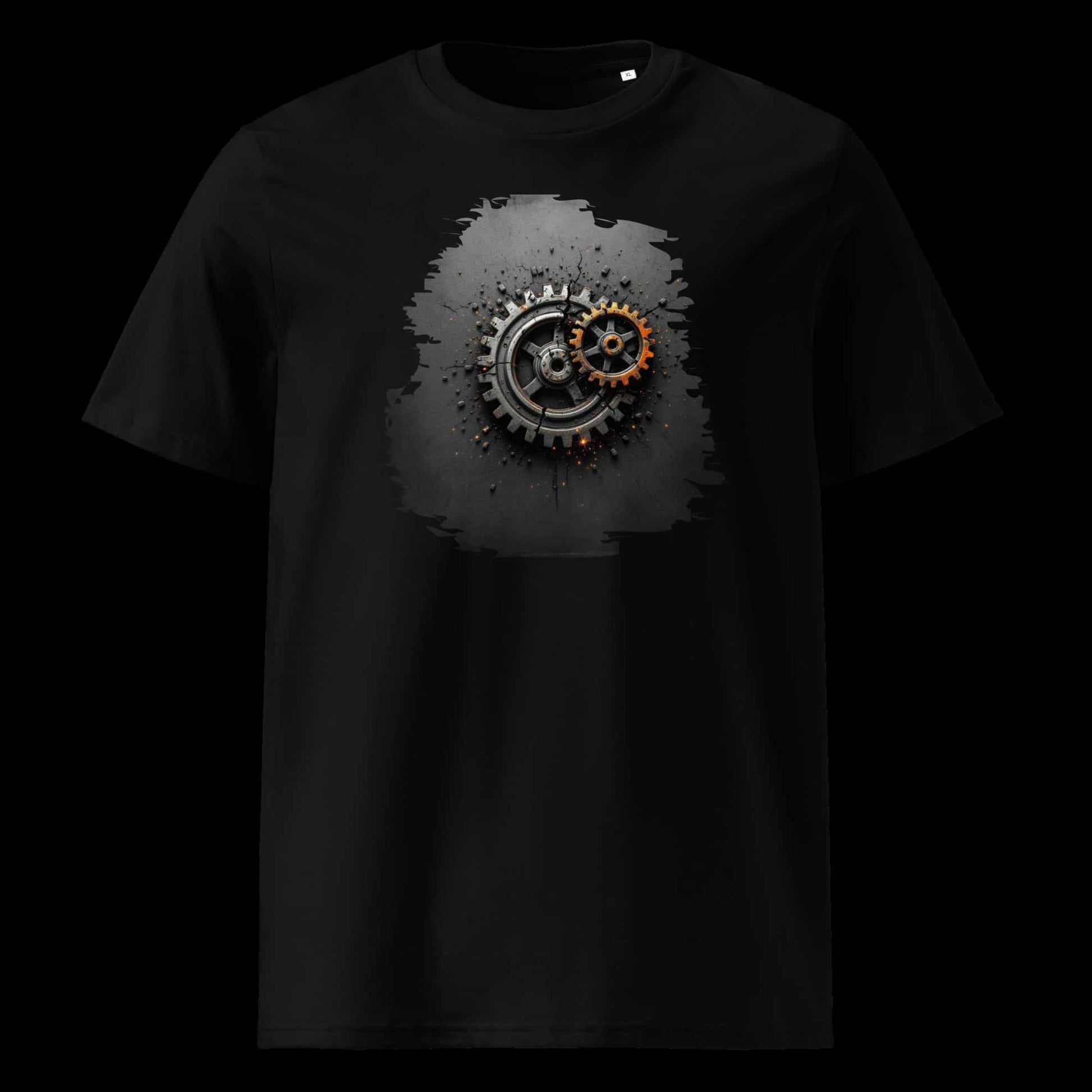 Schwarz: Herren Bio T-Shirt Zahnräder Schwarz von TextilRebell – GOTS-zertifiziert, 180 g/m², nachhaltiger Streetwear-Style