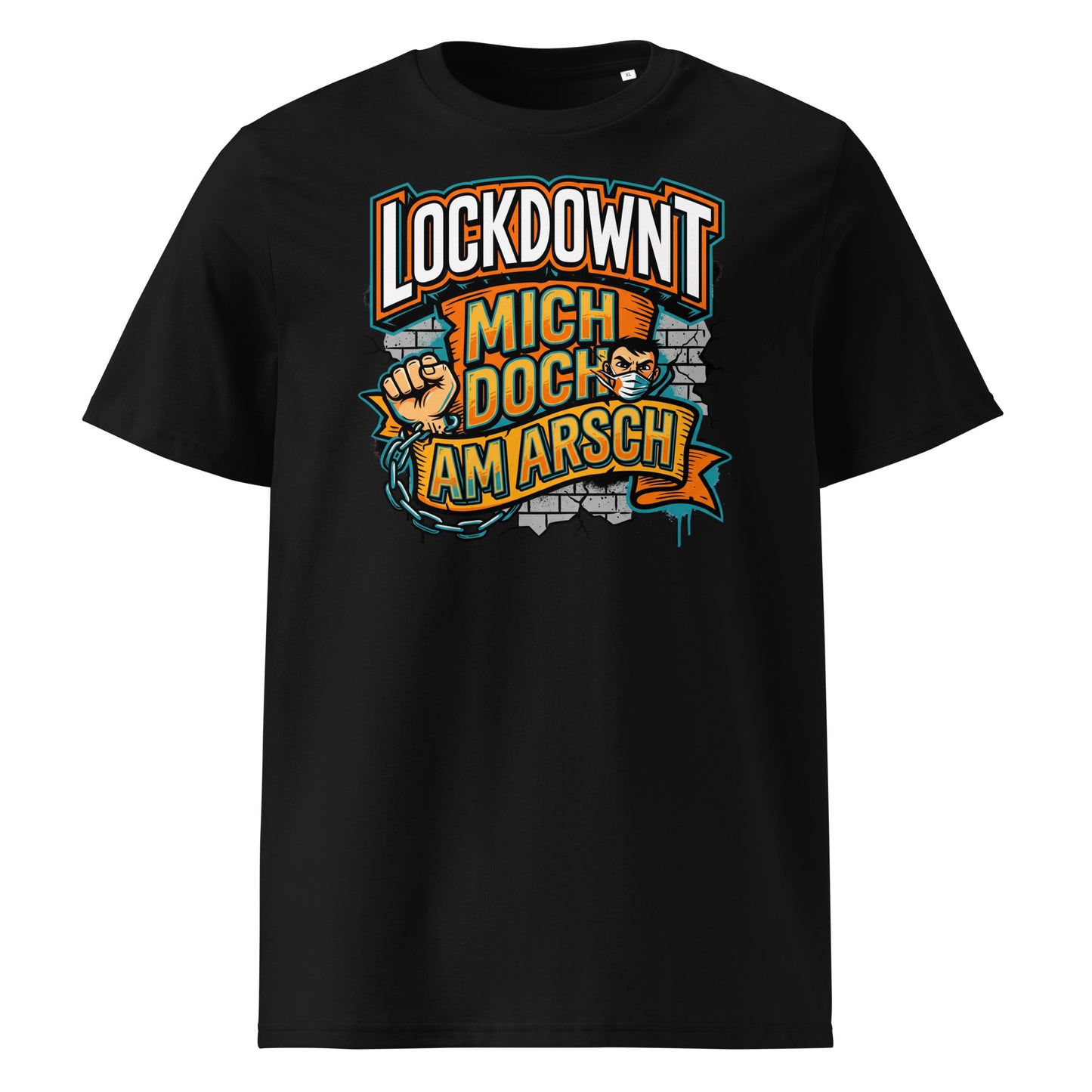 Schwarz (Lifestyle): Herren Bio T-Shirt Lockdownt Schwarz von TextilRebell – GOTS-zertifiziert, 180 g/m², nachhaltiger Streetwear-Style