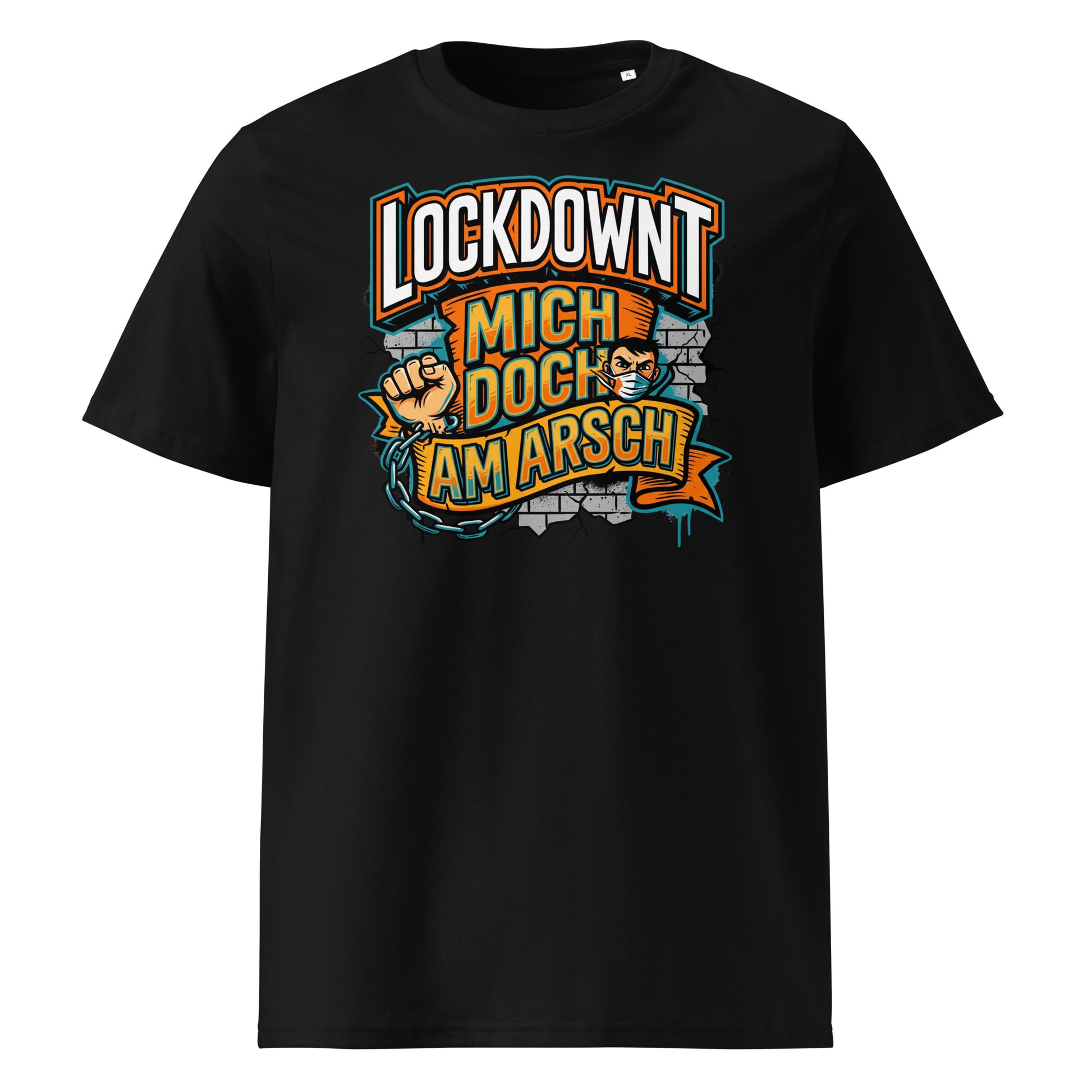 Schwarz (Lifestyle): Herren Bio T-Shirt Lockdownt Schwarz von TextilRebell – GOTS-zertifiziert, 180 g/m², nachhaltiger Streetwear-Style