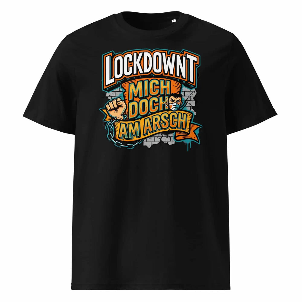Schwarz (Lifestyle): Herren Bio T-Shirt Lockdownt Schwarz von TextilRebell – GOTS-zertifiziert, 180 g/m², nachhaltiger Streetwear-Style