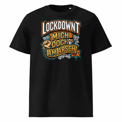 Schwarz (Lifestyle): Herren Bio T-Shirt Lockdownt Schwarz von TextilRebell – GOTS-zertifiziert, 180 g/m², nachhaltiger Streetwear-Style