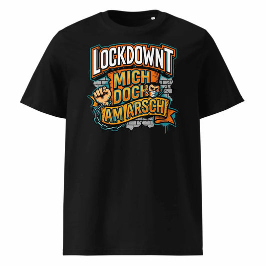 Schwarz (Lifestyle): Herren Bio T-Shirt Lockdownt Schwarz von TextilRebell – GOTS-zertifiziert, 180 g/m², nachhaltiger Streetwear-Style