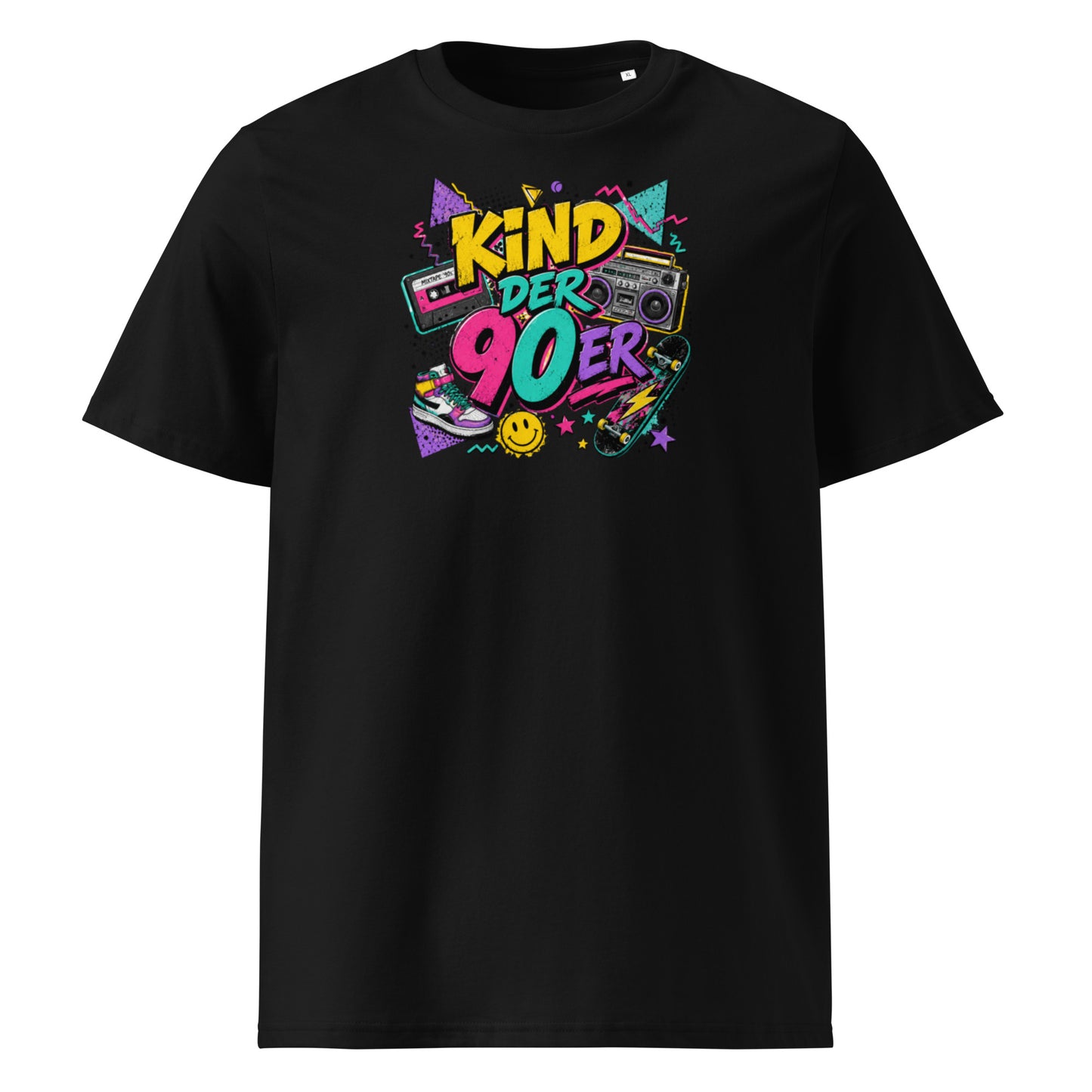  „Herren T-Shirt Kind der 90er – 100% Bio-Baumwolle, GOTS zertifiziert, Farbe Schwarz"