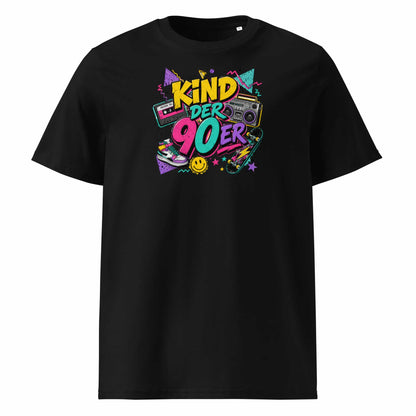  „Herren T-Shirt Kind der 90er – 100% Bio-Baumwolle, GOTS zertifiziert, Farbe Schwarz"