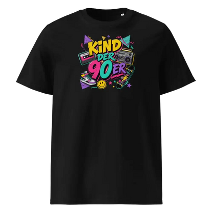  „Herren T-Shirt Kind der 90er – 100% Bio-Baumwolle, GOTS zertifiziert, Farbe Schwarz"