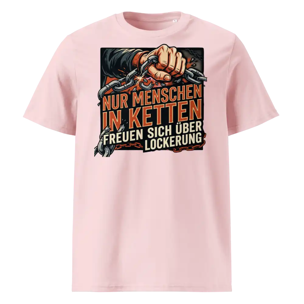 Herren Bio T-Shirt Cotton Pink 180g/m² – Statement-Print "In Ketten" – 100% Bio-Baumwolle GOTS nachhaltig | TextilRebell