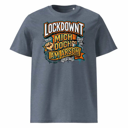 Herren Bio T-Shirt Lockdownt Dark Heather Blue von TextilRebell – GOTS-zertifiziert, 180 g/m², nachhaltiger Streetwear-Style