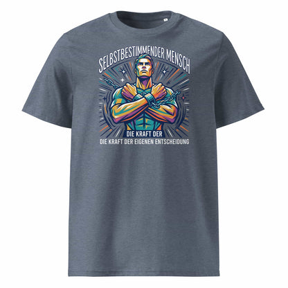Herren Bio-Baumwolle T-Shirt Kraft in Dark Heather Blue – Frontansicht, GOTS-zertifizierte Bio-Baumwolle, 180 g/m², TextilRebell