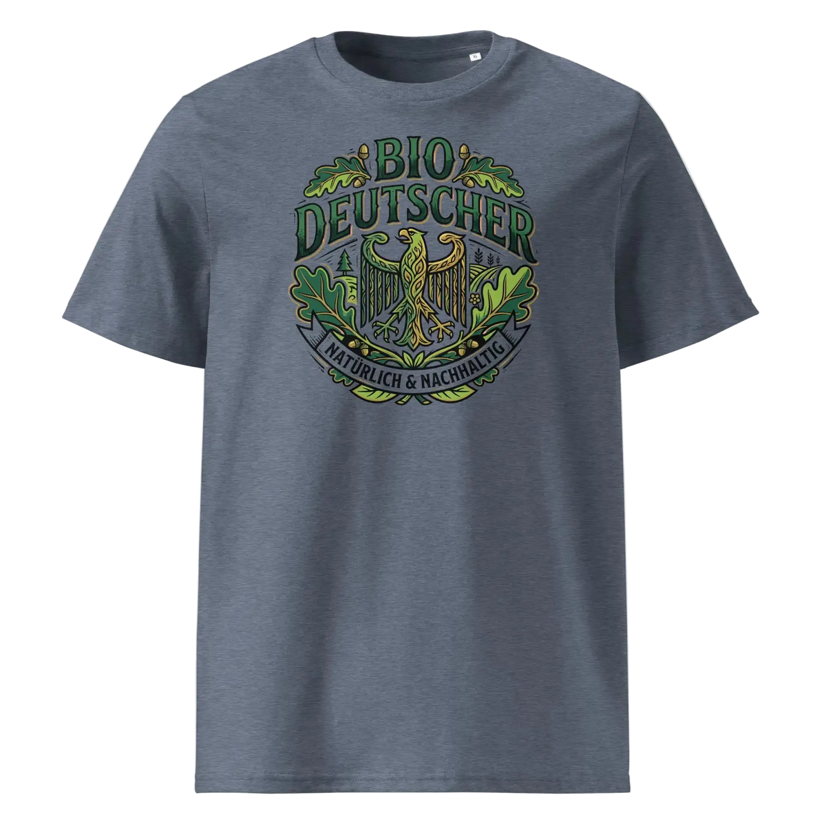 Herren Bio T-Shirt Dark Heather Blue mit Bio Deutscher Adler Print – GOTS-zertifiziert | TextilRebell